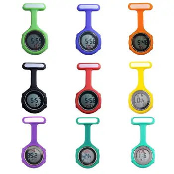 1Pc Mini Nurse Pockets Watch New Clip-On' Fob Watches Women's Round 6 Digits Display Dial Fob Brooch Pin Hanging Electric Watch 1