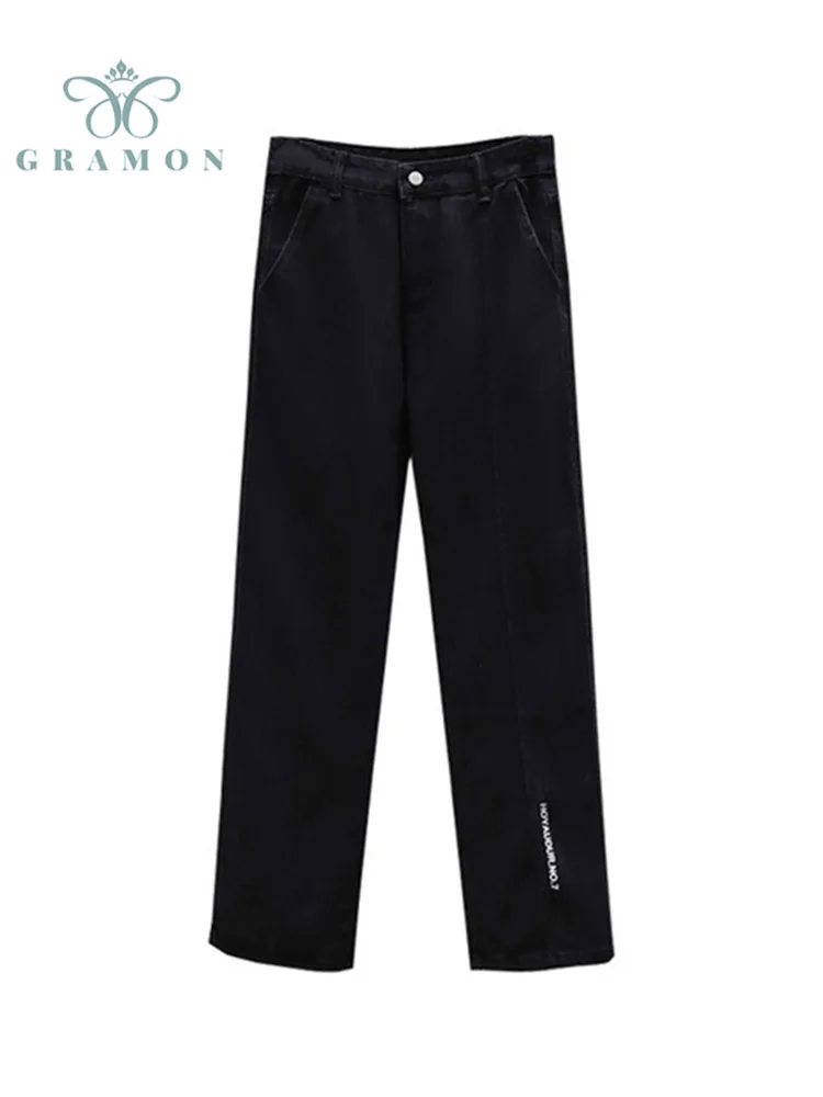 

Женские джинсы, новые прямые широкие брюки с высокой талией на весну и осень