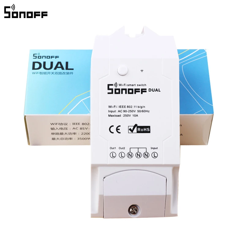 Умный выключатель Sonoff Basic Dual R2 Wi-Fi таймер для умного дома переключатель сделай сам