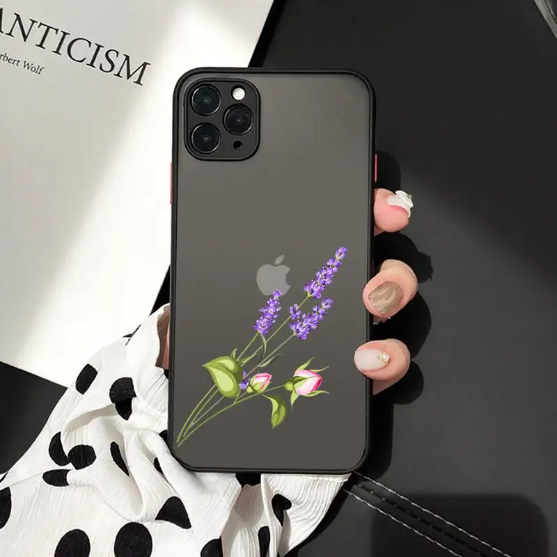 

Simple Lavender Purple Flowers Phone Case matte transparent For iphone 7 8 11 12 plus mini x xs xr pro max cover