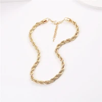 8mm rope chain necklace female tide hip hop ins stacked style stainless steel gold plated clavicle chain