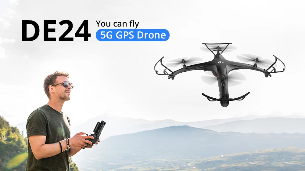 DEERC DE24 5G gps RC Дрон с камерой 1080p FHD 300M WIFi FPV 120 ° широкоугольный Tapfly gps Follow Me RC Квадрокоптер