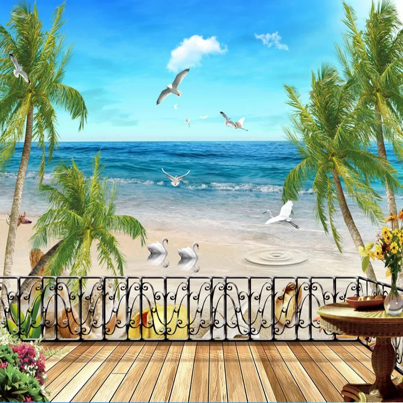 

Dropship Custom 3D Photo Wallpaper Natural Landscape Beach Sea View Mediterranean Style TV Sofa Background Wall Murals Wallpaper