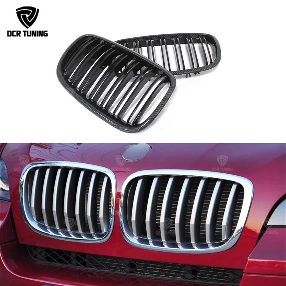 Передняя решетка для BMW X Series X5 E70 X6 E71 передняя из углеродного волокна глянцевая