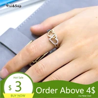 visisap double love shape engagement rings for women micro inlaid zircon simple fashion multicolor ring dropshipping b2300