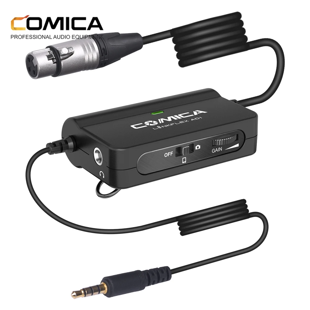 

Comica LinkFlex AD1 XLR-3.5mm Preamp Audio Adapter for Both Smartphone and Camera