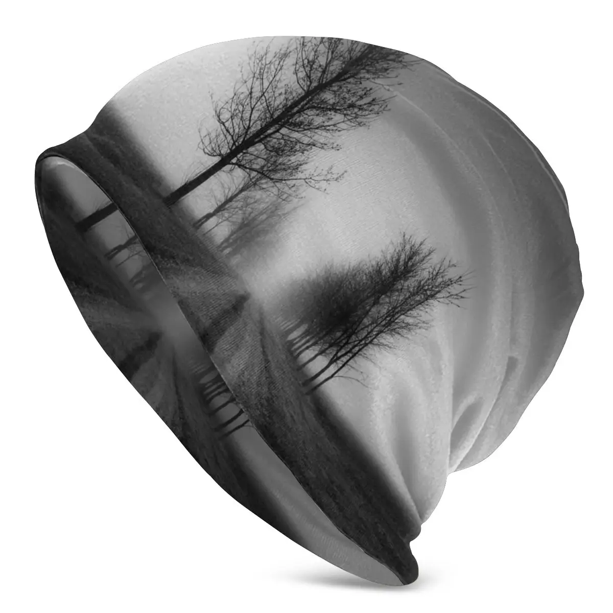 

Осенние женские теплые облегающие шапки с черно-белым узором в виде дерева, двойная велосипедная шапочка, шапки