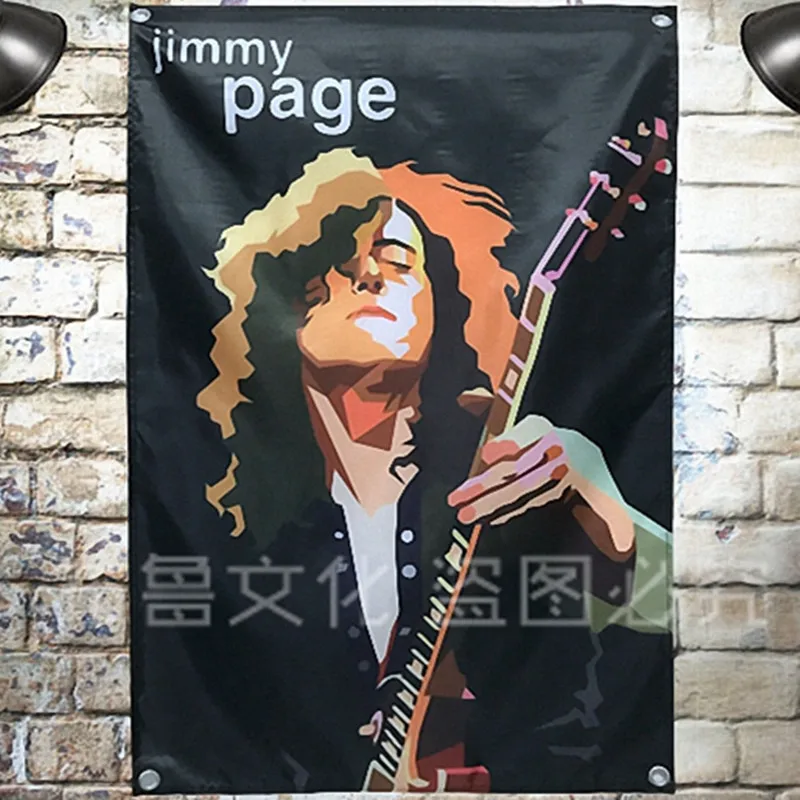 

"Jimmy Page" Large Rock Band Flag Cloth Banners Wall paintings Retro Poster Music Party Background Decor