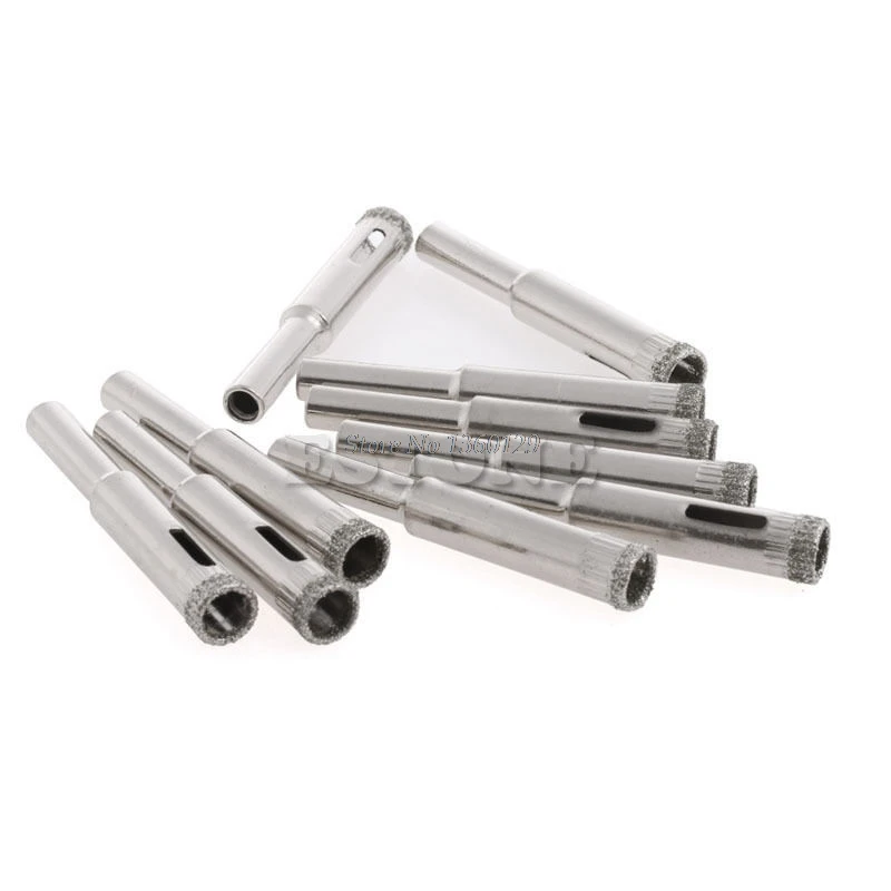 

New 10Pcs 5mm 6mm 8mm 10mm 12mm Diamond Coated Core Drill Bits Hole Saw Glass Tile Ceramic Marble Whosale&Dropship