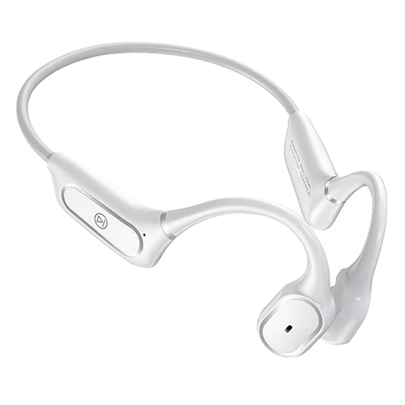 

Bluetooth 5.0 Bone Conduction Headset Smart Press Headphone with Mic IP55 Waterproof Headphones White