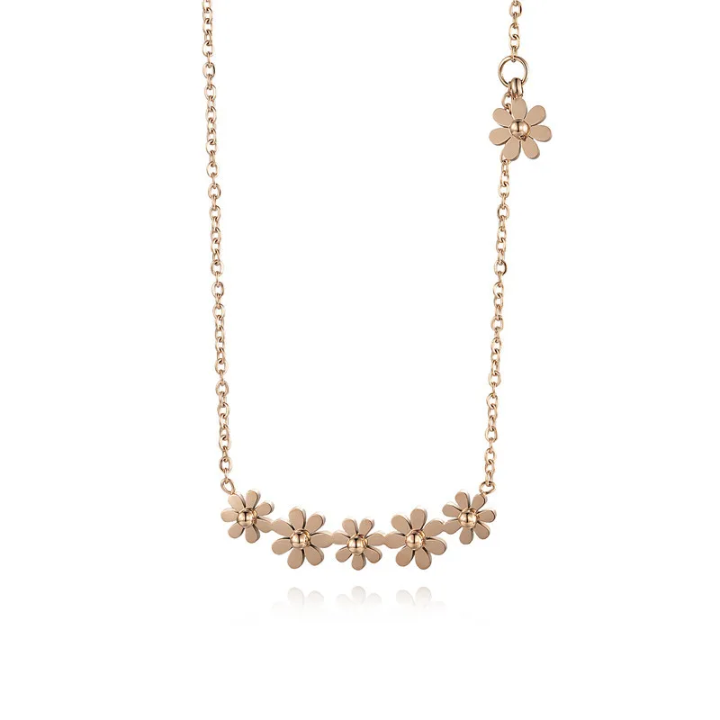 

18K Rose Gold Flower Korean Style Stainless Steel Student Jewelry Gifts Necklace For Women Pendant Jewelry 2020 Trend YMS N284
