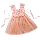 Детское вязаное кружевное платье для девочек, платья принцессы без рукавов с цветочным рисунком, нарядное платье, платья для свадебной вечеринки