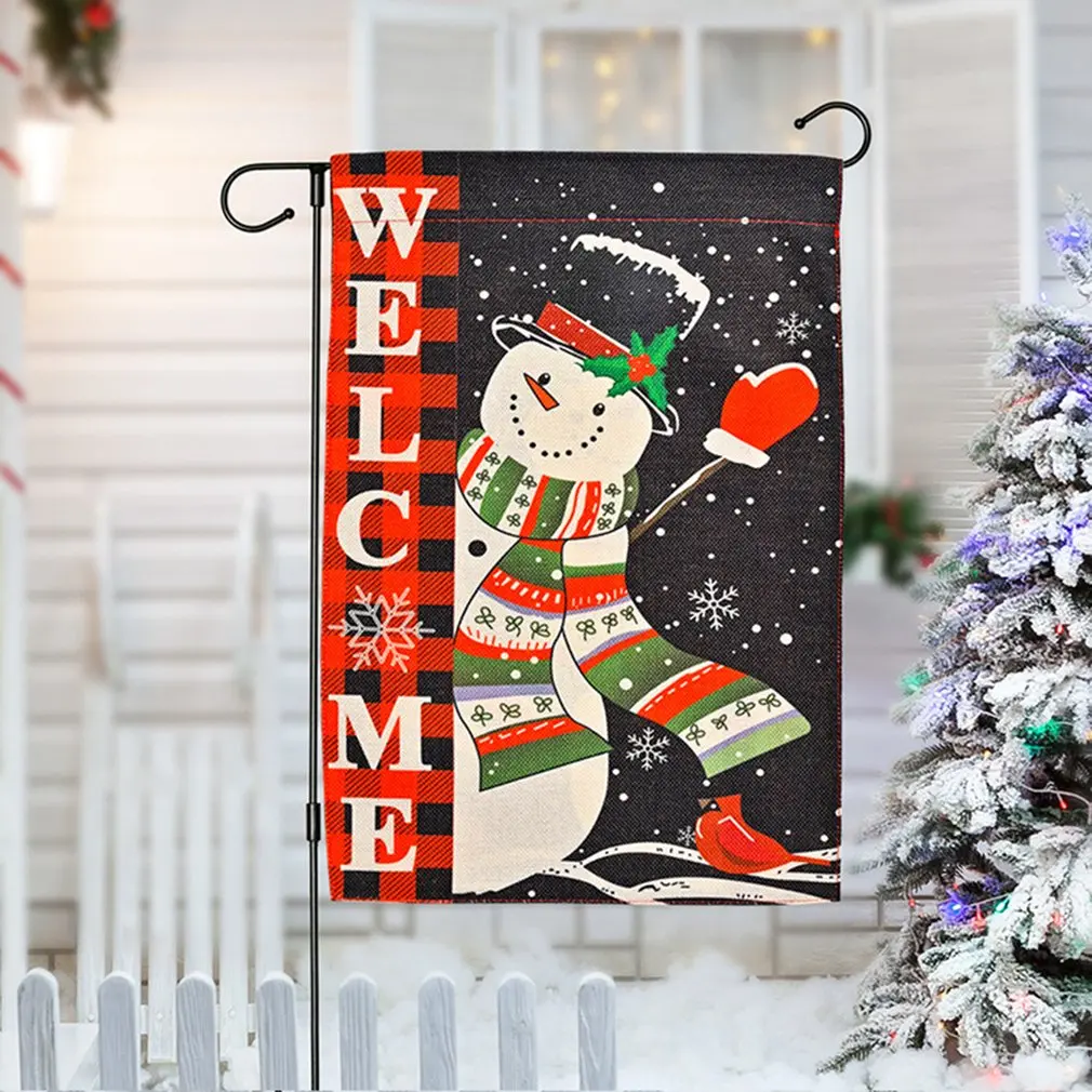 

Рождественские флаги, двусторонний зимний дом, снеговика, сезонный праздничный Декор баннер, снежинка, большой Садовый флаг