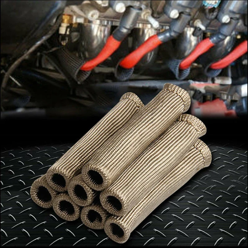 

6'' Titanium 2500° SPARK PLUG WIRE BOOT HEAT SHIELD PROTECTOR SLEEVE For LS1/LS2
