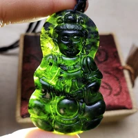 natural tibetan medicine king graphite green jade guanyin bodhisattva pendant womens safe jade pendant jewelry