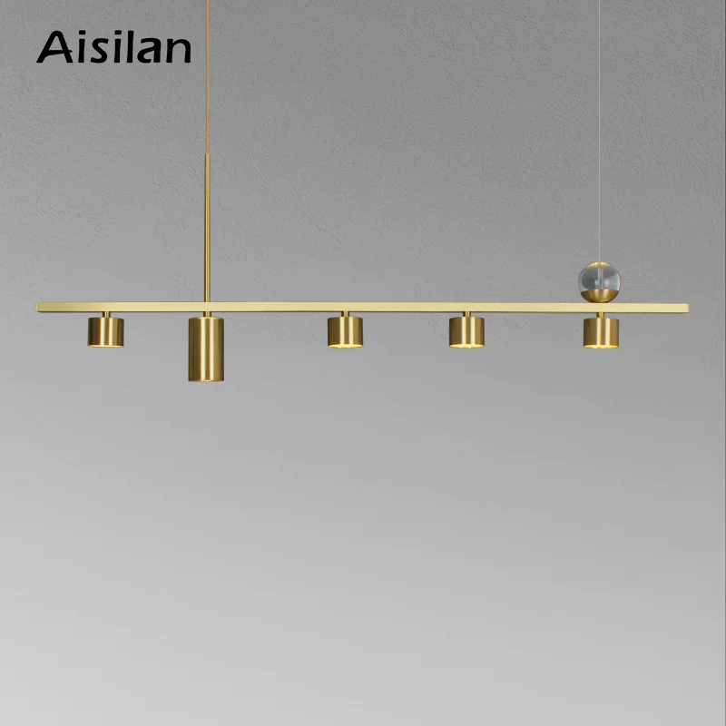Aisilan led chandelier modern all copper dining room light luxury bar Nordic home creative spot pendant lamp | Лампы и освещение