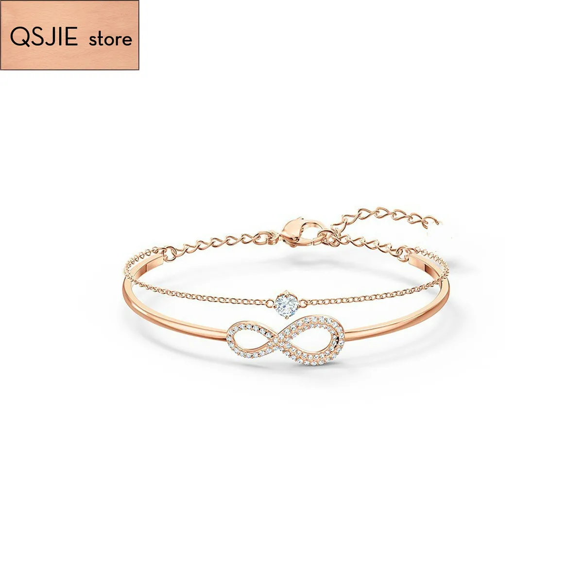 

QSJIE High quality SWA. Elegant 8-character love infinite love romantic double layer female Bracelet Glamorous fashion jewelry