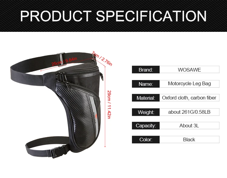 WOSAWE сумка для мотоцикла на ногу поясная мотокросса Ткань Оксфорд езда