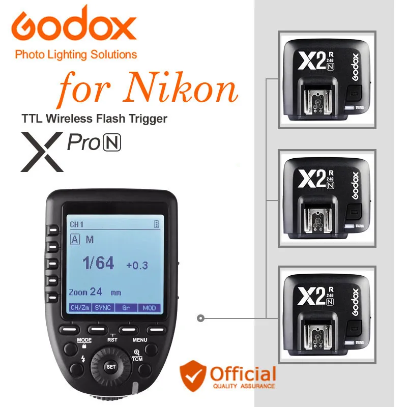 

GODOX XPro-N i-TTL 2.4G Wireless Flash Trigger + Receiver For Nikon SB910 SB800 SB5000 V860N D810 D3100 D3200 D3300 D5000 D7100