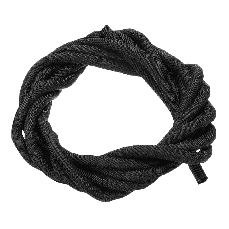 1pc Black Wrap Braided Cable Sleeve Mayitr Heat Insulation General Wire Pipe Hose Protection Nylon 5mm*300cm | Обустройство дома