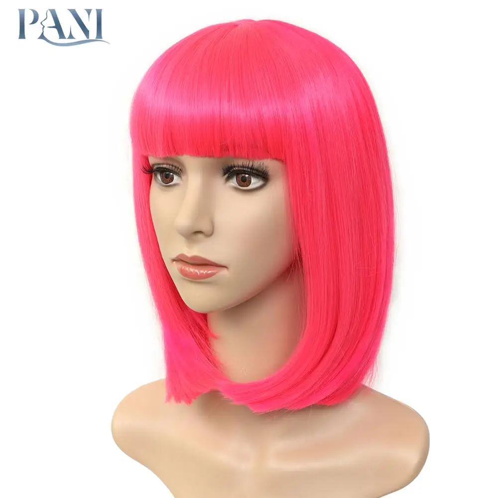 Парики женские короткие синтетические с чёткой челкой термостойкие для косплея|