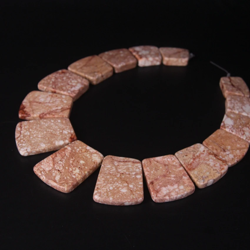 15 шт. Топ Просверленный коричневый белый океан осадочные Jaspers трапециевидные плоские бусины, император камни Градуированные модное ожерелье Mking