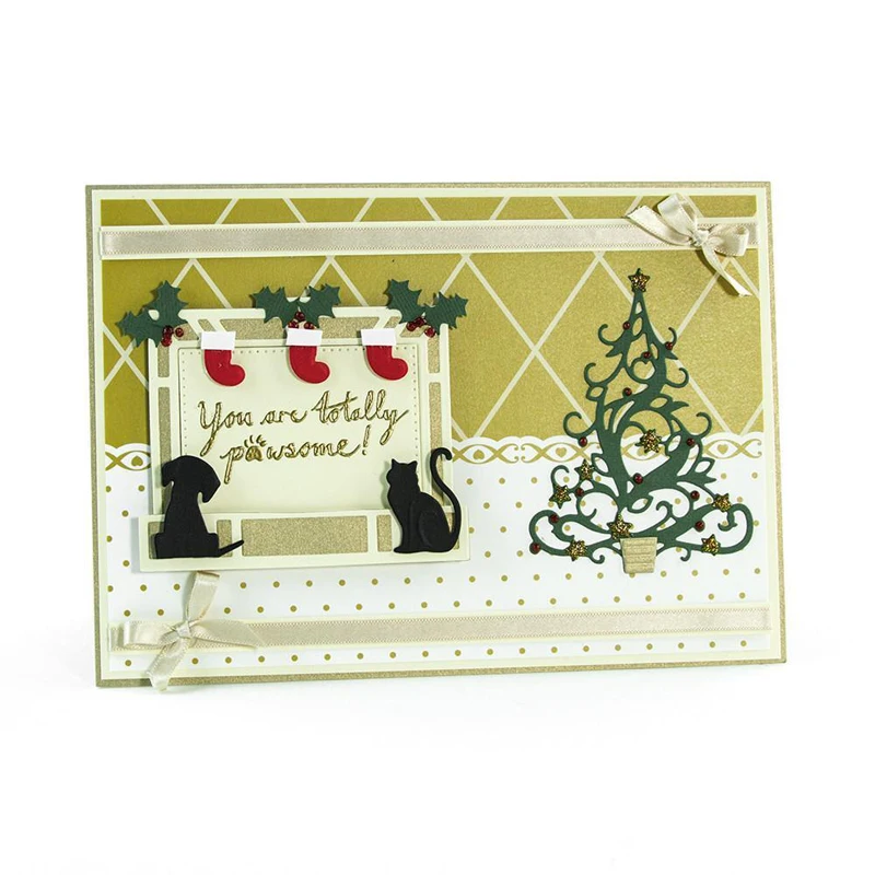 Высечки в виде собаки сидя за окном для изготовления открыток собака