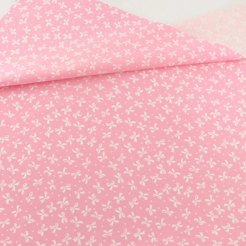 Teramila 1 метр 100% хлопок ткань розовый белый бант стеганая Лоскутная Ткань детское