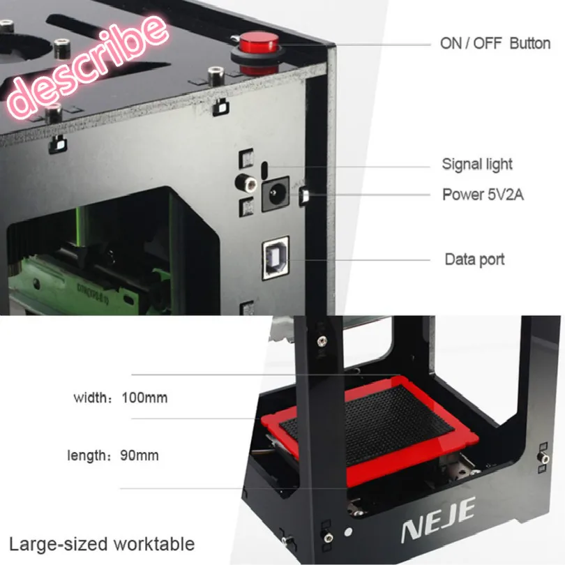 1000 мВт дерево кожа пластик cnc лазерная машина для тиснения экрана печатная DIY