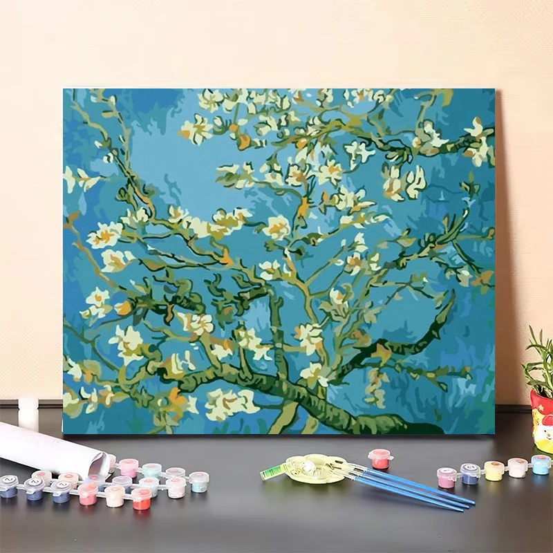 

Frame DIY Coloring By Numbers Classical Flower Famous Picture Acrylic Paint By Numbers Diy Gift For Home Decors Artwor