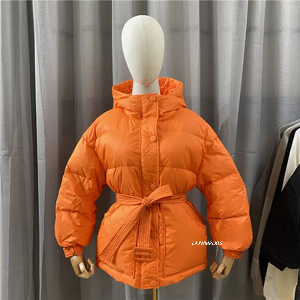 Новый зимний 90% ультра светильник белый пуховик на утином пуху женский короткий