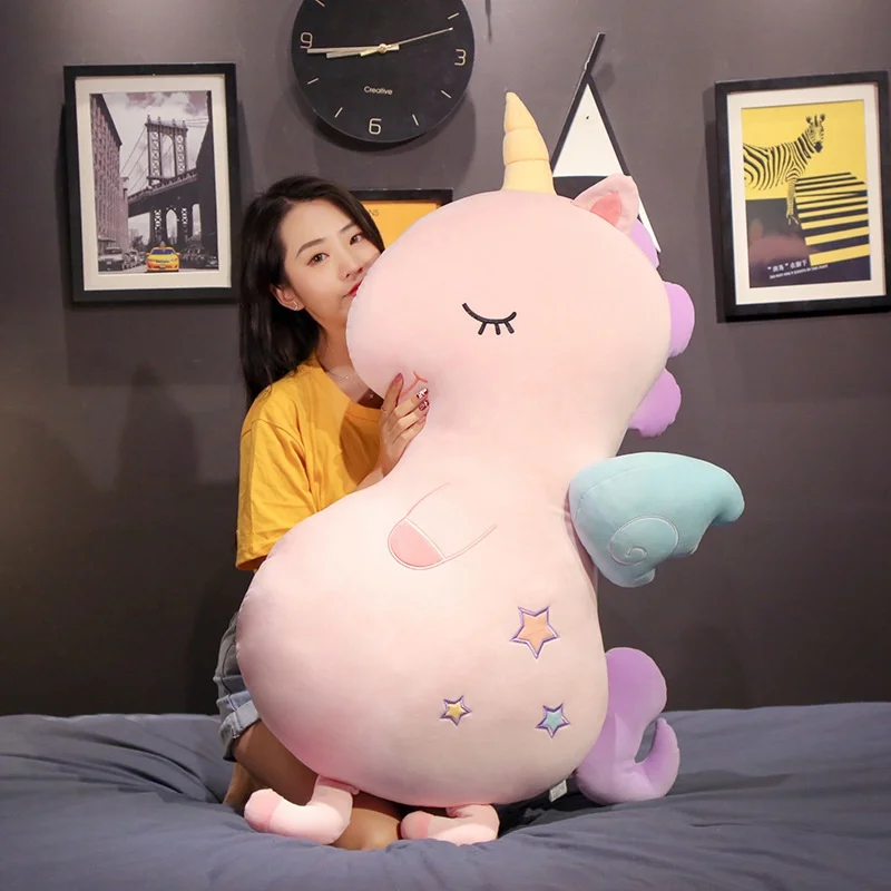 

Large Soft Unicorn Animal Plush Toy Cartoon Horse Stuffed Toy Girl Gift Children's Toy Sofa Pillow Cushion Baby Accompany Toy
