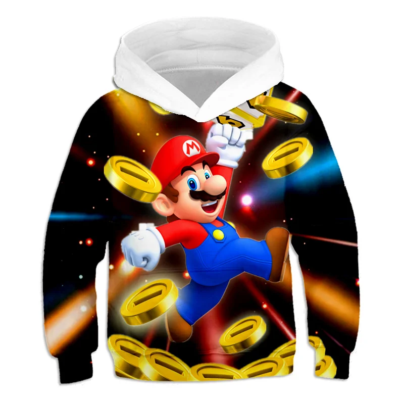 Толстовки с объемным принтом Super Mario Bros для маленьких мальчиков Детская одежда и