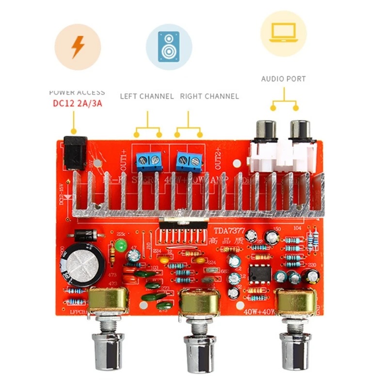 

TDA 7377 40w Car DIY Stereo Audio Amplifier Power Board With Silver Plating Button Adjustable Dual Channel 1 Set Stereo Audio Am