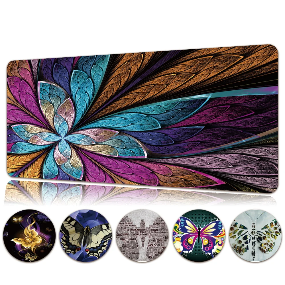 

Gaming Mouse Pad Butterfly Pattern Anti-slip Large PU Leather Mousepad Gamer Accessories Waterproof Office Computer Desk Mat