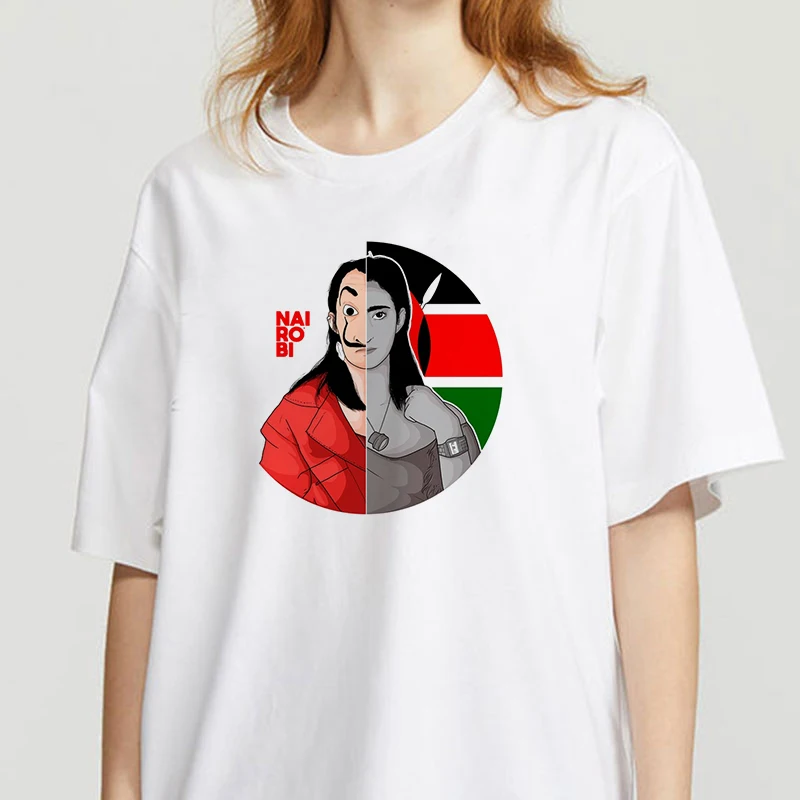 

New Money Heist Women La Casa De Papel Tshirt Women Casual Dali Mask Casa De Papel T-shirt Top The House of Paper T Shirt