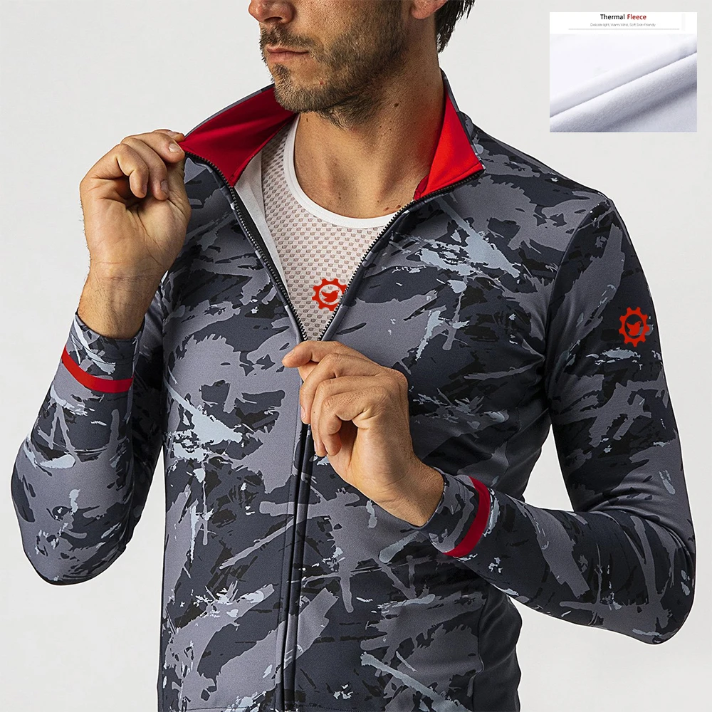 

Coconut Winter Men's Pro Team Cycling Jersey Bike Long Sleeve Thermal Fleece Polyester Maillot Warm Clothes Shirt Breathable