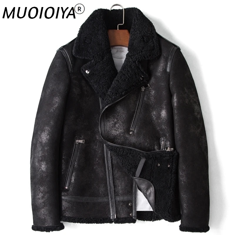 

Winter Jacket Mens Real Sheepskin Leather Jackets Men Clothing Motorcycle Coat Genuine Sheep Shearling Coats Ropa LXR788