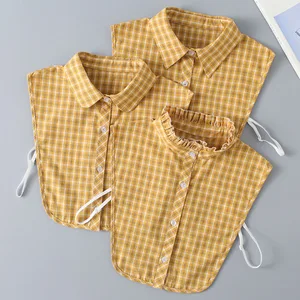 Женская рубашка в клетку, новая дамская полурубашка, съемный воротник с отворотом, накладной воротник для женщин, накладной воротник