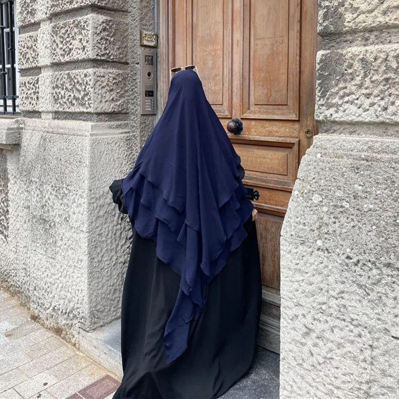 Hooded Prayer Garment Abaya 3 Layer Khimar Ramadan Muslim Hijab With Sleeveless Turkey Musulman Tops Modest Islam Clothing Niqab