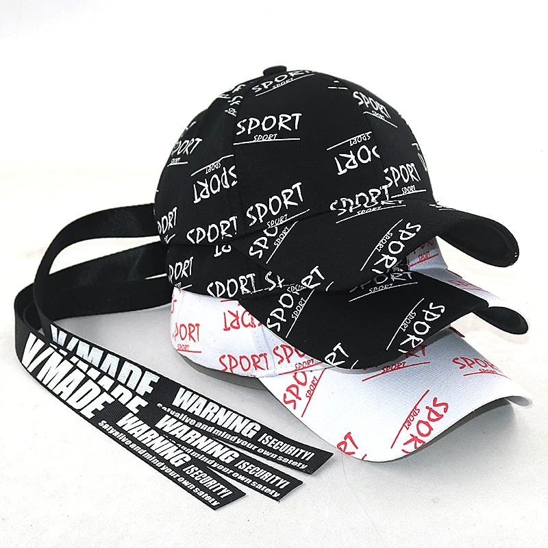

Graffiti baseball cap with long strap letter printing sport hip hop snapback hat men women fashion dad hats for travel