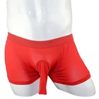 Мужские трусы-боксеры с низкой посадкой, синие полупрозрачные Трусы из вискозы, сексуальное нижнее белье для мужчин, гей-трусы