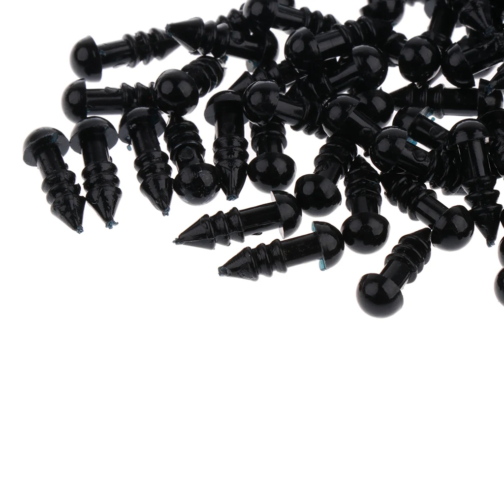 

2x100 Pieces Black Plastic Safety Eyes with Backs for Dolls DIY Making 5mm