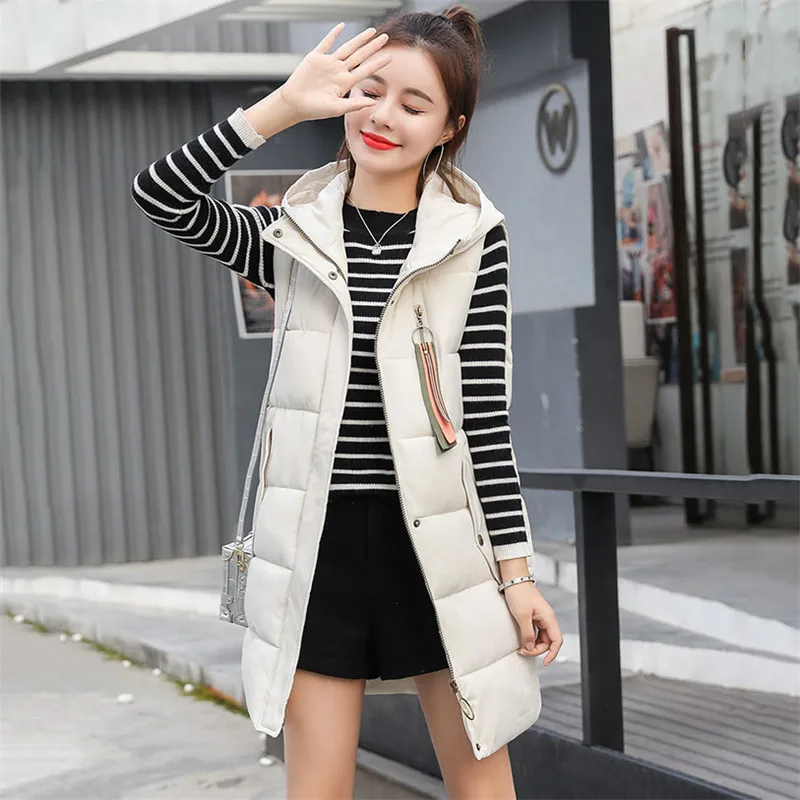 Средняя длинная до низу женский хлопковый жилет 2019 осень зима большой размер без