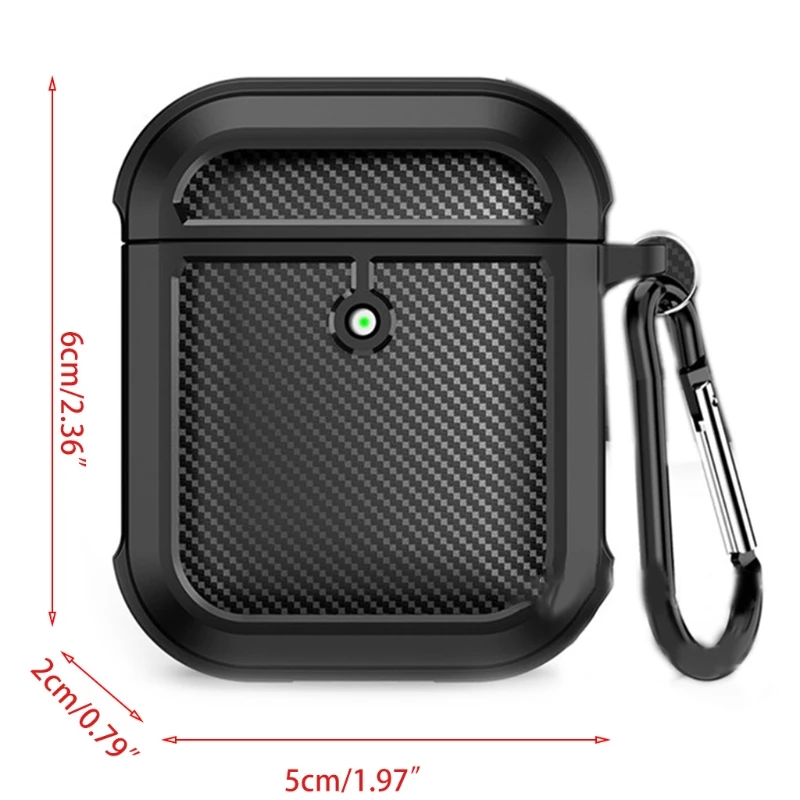 

Shockproof Solid Matte TPU Protective Case Compatible with AirPods 2 & 1, with Carabiner