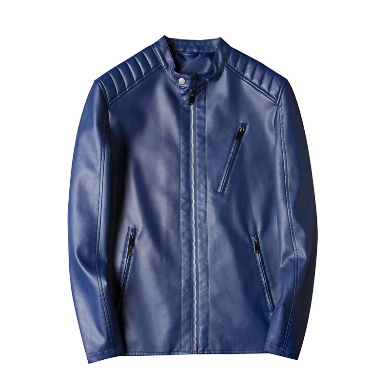 

Fashion 2021 Autumn New Men's Stand Collar Jacket Motorcycle Men Clothes Korean Male Casual PU Leather Outerwear
