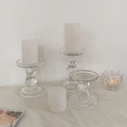 Стеклянные подсвечники, прозрачные подсвечники для столовых свечей и светильник чей, украшения для домашнего стола, гостиной, свадебной вечеринки