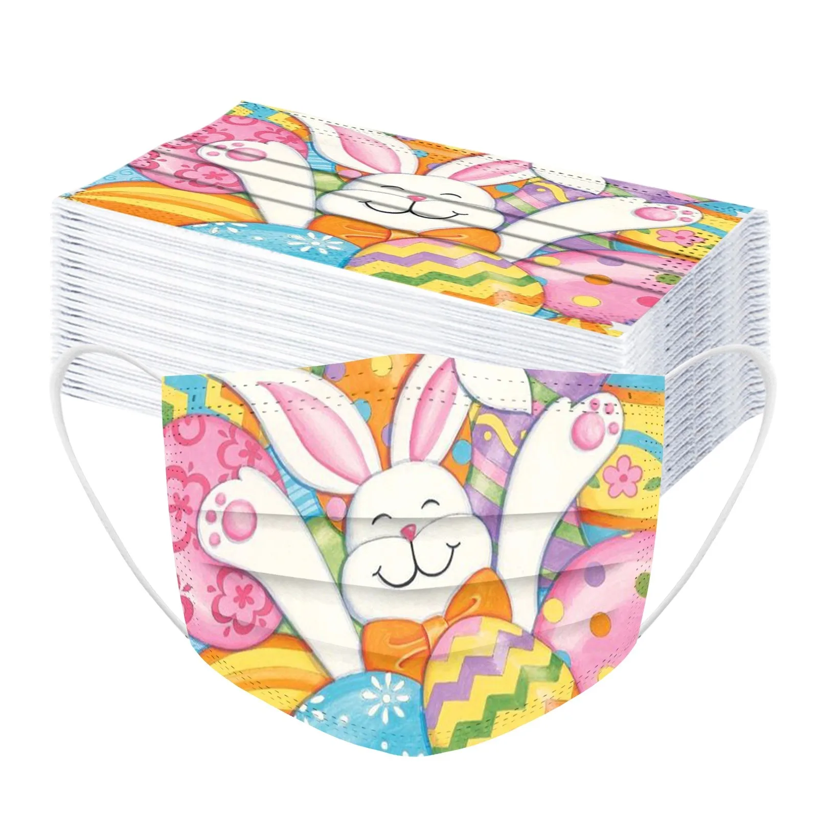 

Headband masque scarf 50PCS Children's Happy Easter Protection 3 Layer Cartoon Disposable Face Mask mascarillas #
