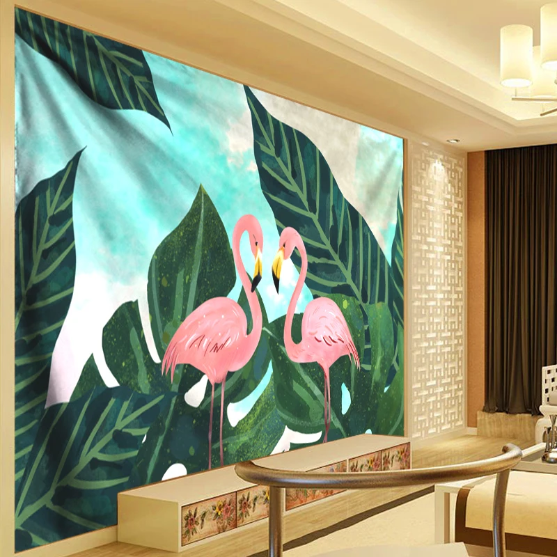 

Настенный гобелен с изображением фламинго, украшение в стиле бохо, Тропическое растение, Листьев, гобелен в стиле хиппи, гобелен для гостино...