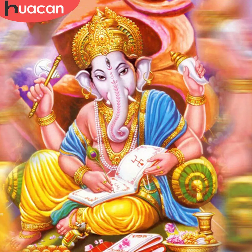 

Алмазная живопись HUACAN 5D «сделай сам», религиозный слон, полноразмерная/круглая Алмазная вышивка с животными, набор для домашнего декора